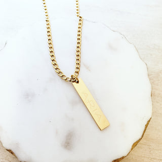 Gold Men's Personalized Bar Necklace