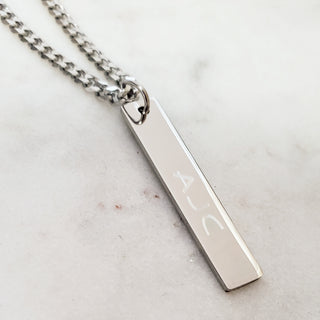 Silver Men's Personalized Bar Necklace