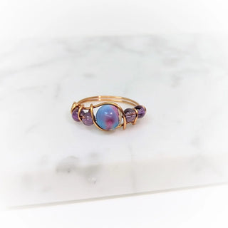 Handmade Amethyst n' Icy Blue & Purple Sea Jasper Moving Ring