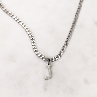 Silver Classic Cuban Initial Necklace