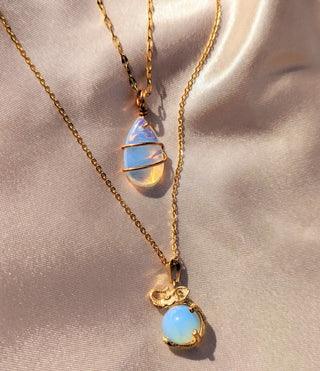 Opalite Drop & Elephant Necklace Sets