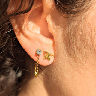 Butterfly and Diamond Stud Earring Set