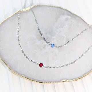 Silver Layered Custom Birthstone Necklace