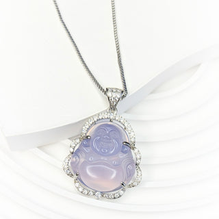 Silver Purple Buddha Necklace