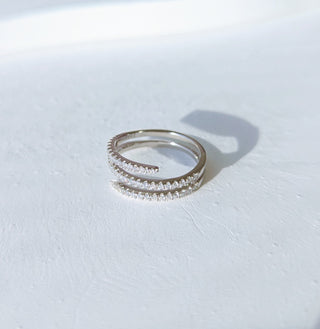 Silver Diamond Spiral Ring
