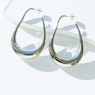 Silver Bold Assymetric Hoop Earrings