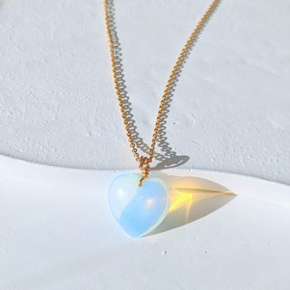 Handmade Wire Wrapped Opal Heart Necklace
