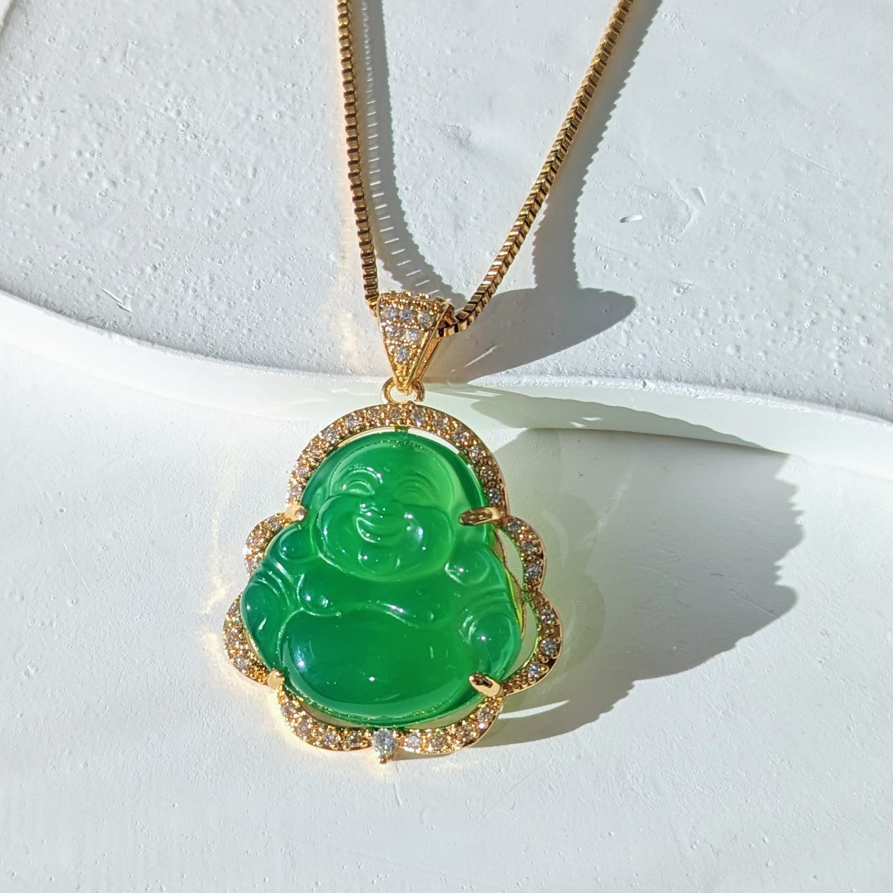 Genuine Green Jade Buddha Necklace1