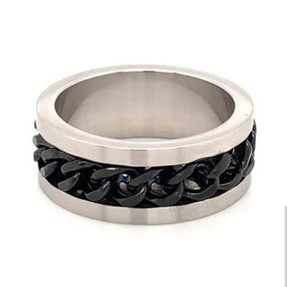 Men's Steel Black Spinning Chain Ring